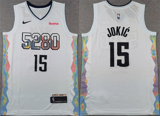 Men's White Denver Nuggets #15 Nikola Jokić 2024/25 City Edition Stitched Basketball Jersey